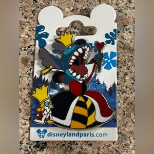 Stitch as Queen of Hearts Pin Badge Disneyland Paris Disney Pin Trading